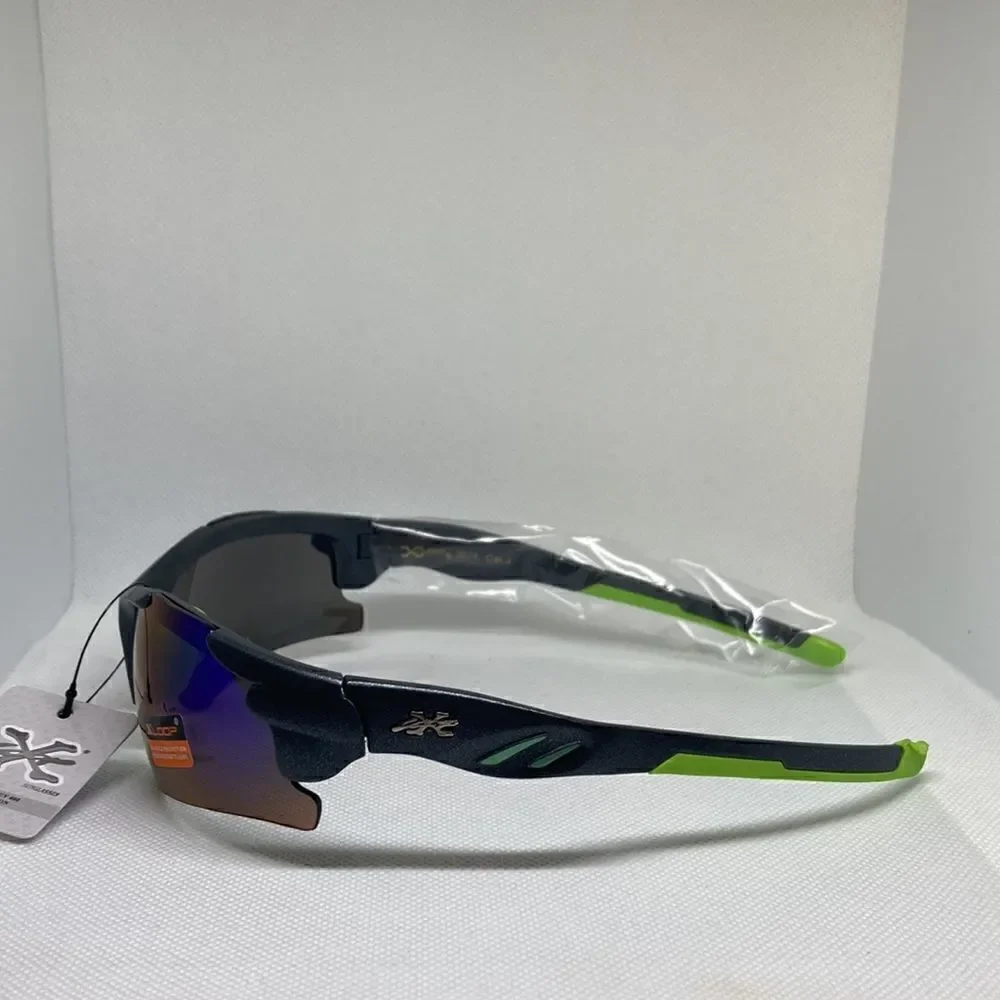 X-Loop Wrap Semi Rimless Mirrored Lens Sunglasses